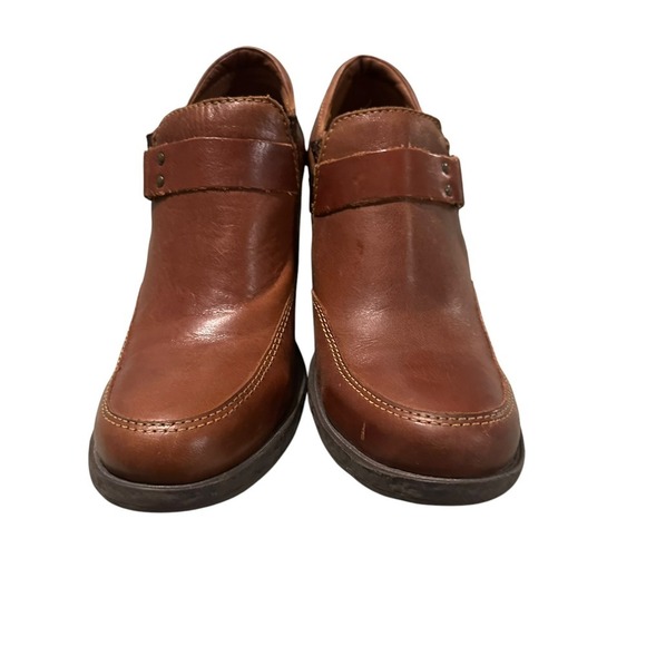 Born Brown Full Grain Leather Chunky Heel Ankle Slip On Nyssa Boots Size 9/40.5 - Picture 6 of 8